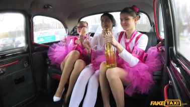 Fake Taxi - Cristal Caitlin, Gina Gerson And Lady D - Hen Party Gets Wild in Prague Taxi